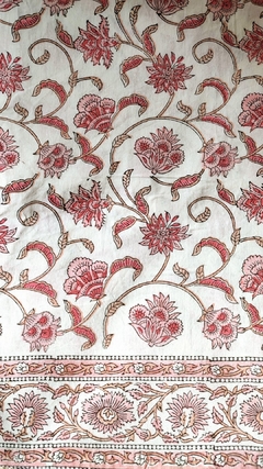 Mantel Block Print - Flores rosa - comprar online