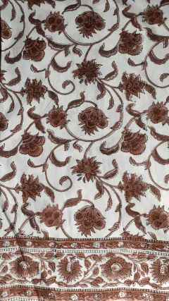 Mantel Block Print - Flores visón - comprar online