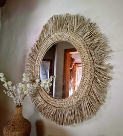 Espejo fibras con flecos - 80 cm