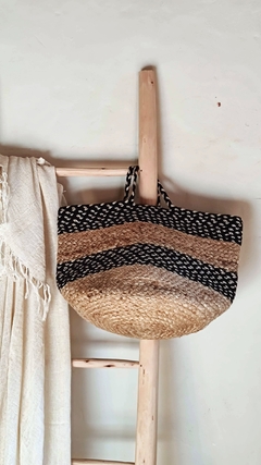 Bolso / Canasto de yute combinado con negro - comprar online