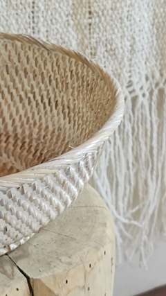 Cuenco de rattan blanco - 34 cm - La Fabricana
