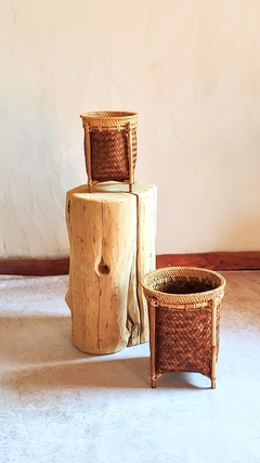 Cestitos de bamboo natural y rattan - S Y M - comprar online
