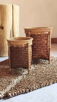 Cestitos de bamboo natural y rattan - S Y M en internet