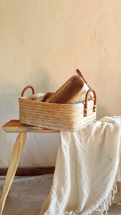 Cajas rectangulares de rattan con manijas - S y L - tienda online