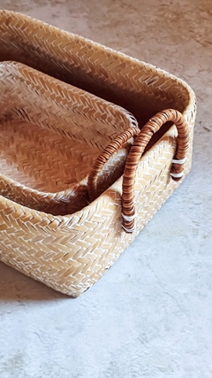 Cajas rectangulares de rattan con manijas - S y L - La Fabricana