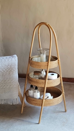 Rack stand triple de rattan