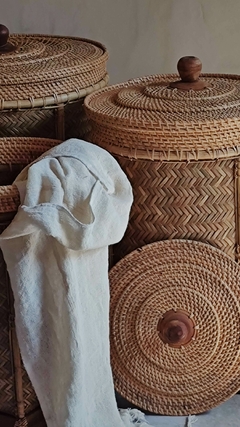 Cesto de rattan natural con tapa - M - L - XL
