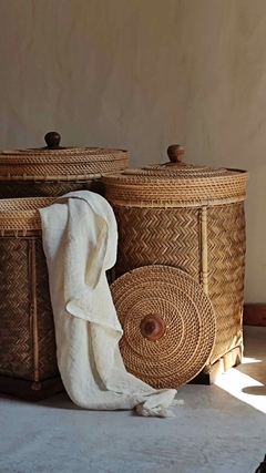 Cesto de rattan natural con tapa - M - L - XL - comprar online