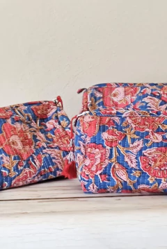 Neceser block print turquesa - La Fabricana