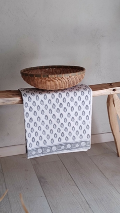 Mantel Block Print - Verdes azulado - La Fabricana