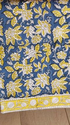 Mantel Block Print - Verde azulado - La Fabricana