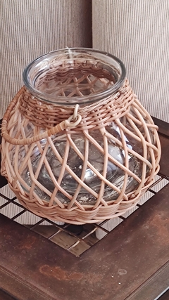 Fanal/florero - Vidrio y rattan con manija en internet