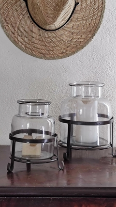 Fanal de vidrio base hierro - comprar online