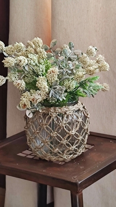 Fanal/florero - Vidrio y seagrass - comprar online