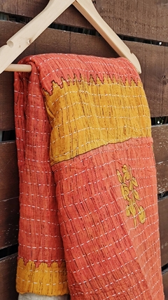 Kantha vintage de algodon block print reversible - tienda online