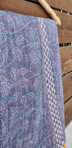 Kantha vintage de algodon block print reversible - comprar online