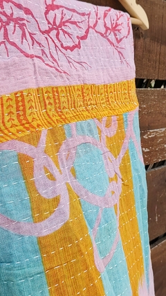 Kantha vintage de algodon block print reversible - La Fabricana