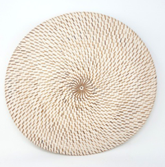 Individual de rattan blanco - 35 cm de diametro