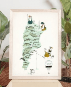 Mapa Mapoteca Argentina Bajo el agua - lámina, papel texturado 120 gms, medida A3, 29,7x42cm (viene empaquetado en un tubo para su protección)