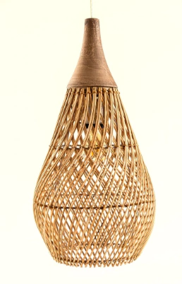 Lampara de rattan natural y madera