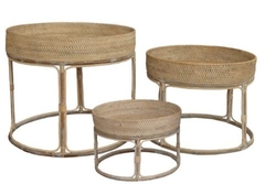 Mesa redonda de rattan blanco - S M y L - comprar online