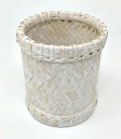 Vasito de bamboo blanco