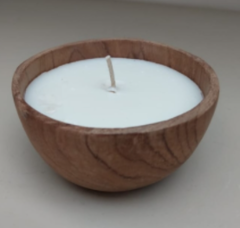 Vela en bowl de teca