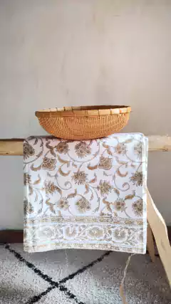 Mantel Block Print - Flores beige