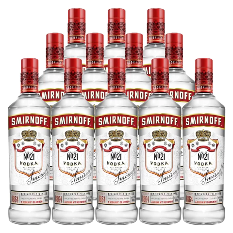 Vodka Destilada Smirnoff Garrafa 600ml 12 Unidades