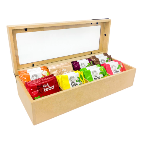 Caixa Organizadora para Sachês de Chá com Vidro