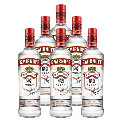 Vodka Destilada Smirnoff Garrafa 600ml 6 Unidades