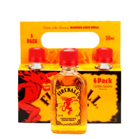 Miniatura Licor Fino de Canela e Whisky Fireball 50ml 6un
