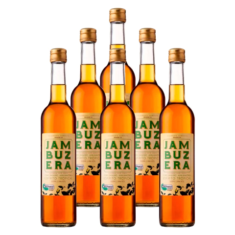 Cachaça de Jambu Orgânica Jambuzera 500ml 6 Unidades