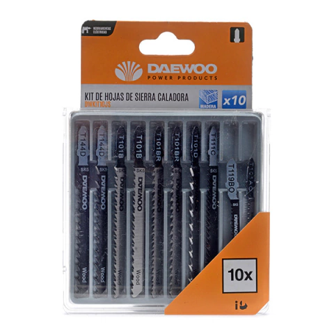 Kit 10 Hojas de Sierra Caladora Daewoo para Madera DWKIT10JS