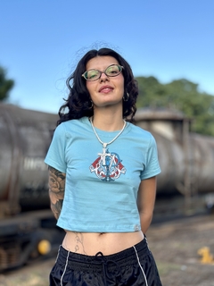 Baby Tee Monograma Azul - comprar online