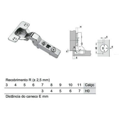 Dobradiça Metalla Häfele Aço Inox - Com amortecedor - 2 peças - comprar online