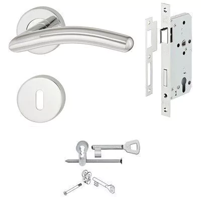 KIT Fechadura + Maçaneta PONS Aço Inox Polido Uso Interno