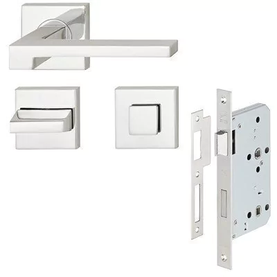 KIT Fechadura + Maçaneta DRITTO Aço Inox Polido - Uso WC