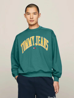MOLETOM TOMMY JEANS BOXY POP VARSITY CREW - VERDE