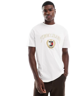 CAMISETA TOMMY JEANS SLIM GOLD CREST - OFF WHITE