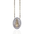 Colar com pingente oval da Nossa Senhora Aparecida em dourado e prata com detalhes brilhantes