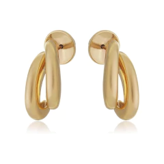 Brinco Argola Ondas Slim no Banho de Ouro