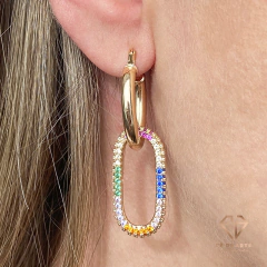 Brinco Argola Oval Rainbow