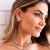 Brinco Ear Cuff Three Star no Banho de Ródio Branco