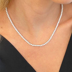 Colar Riviera Coração com Zircônias Cristais no Banho de Ródio Branco