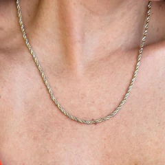 Colar Cordão Baiano Duo nos banhos de Ouro e Ródio Branco