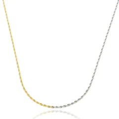 Colar Cordão Baiano Ouro Mix metade no Banho de Ouro e outra metade em Ródio Branco.