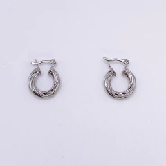 Brinco Argola Tubo Trançado no Banho de Ródio Branco