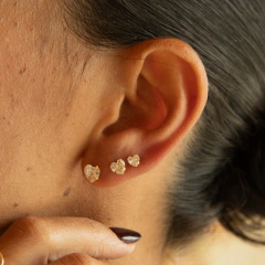 trio coração de zircônia banhado a ouro - comprar online