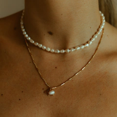 colar com pérola natural personalizado com a inicial - loja online